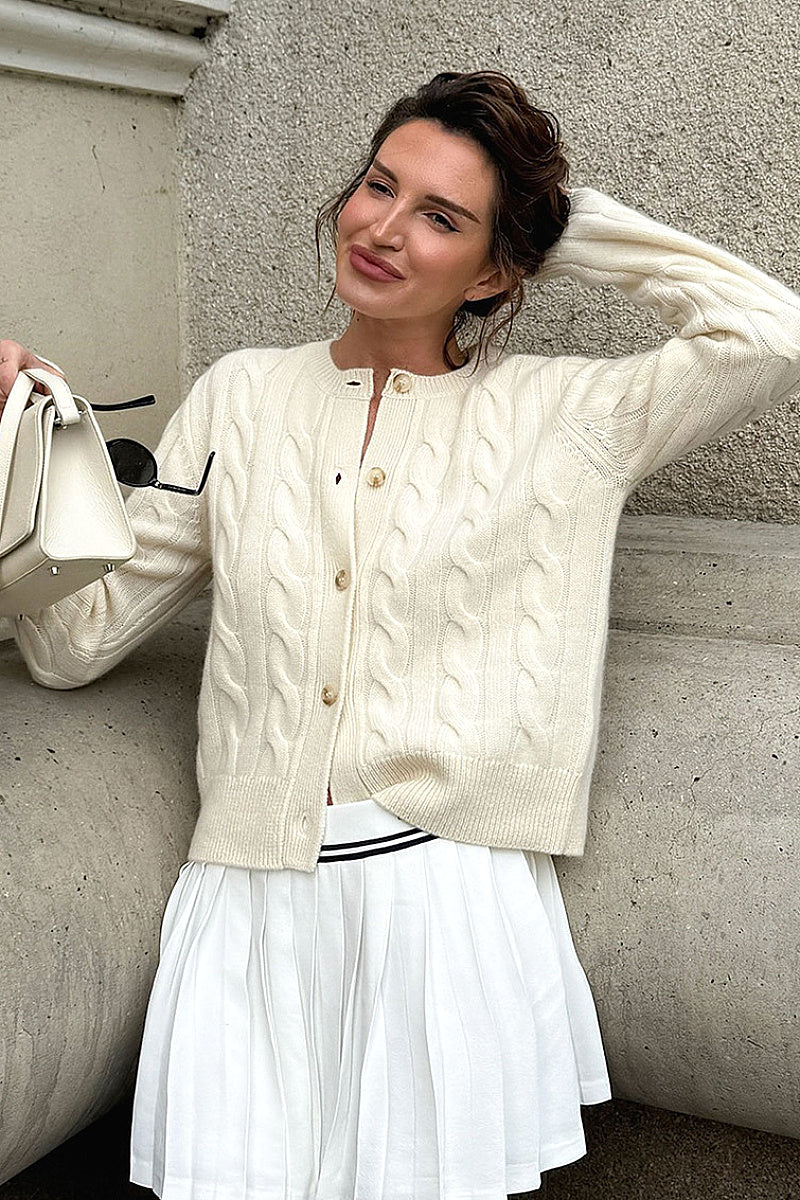 Seol Cream Cable-Knit Cardigan