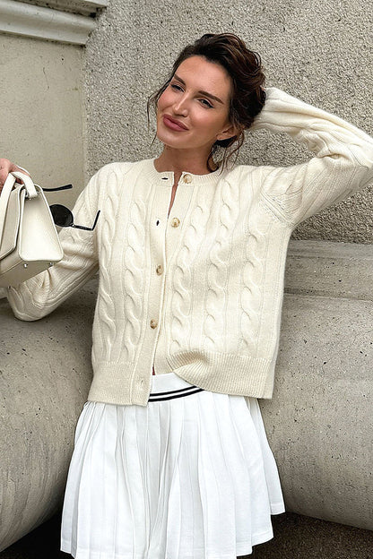 Seol Cream Cable-Knit Cardigan