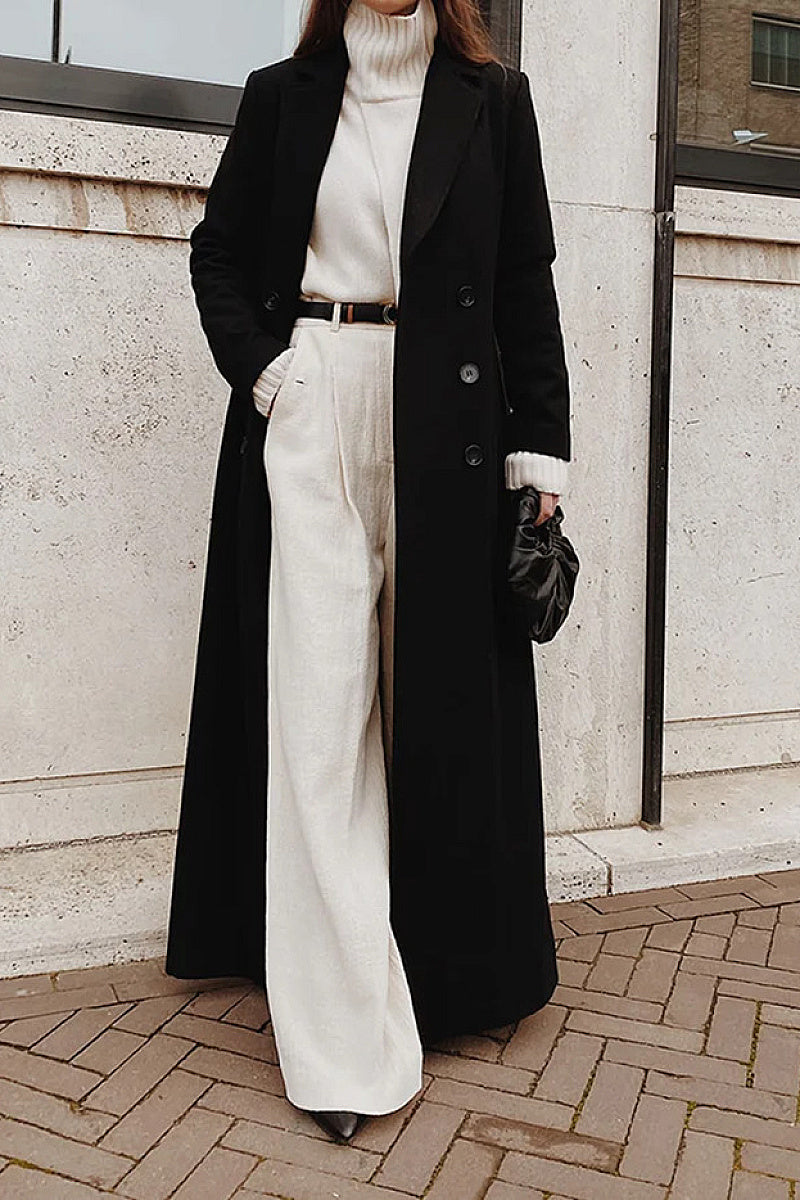 Mira Black Long Wool Coat