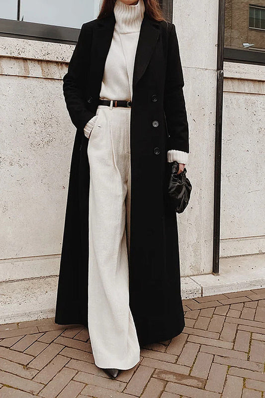 Mira Black Long Wool Coat
