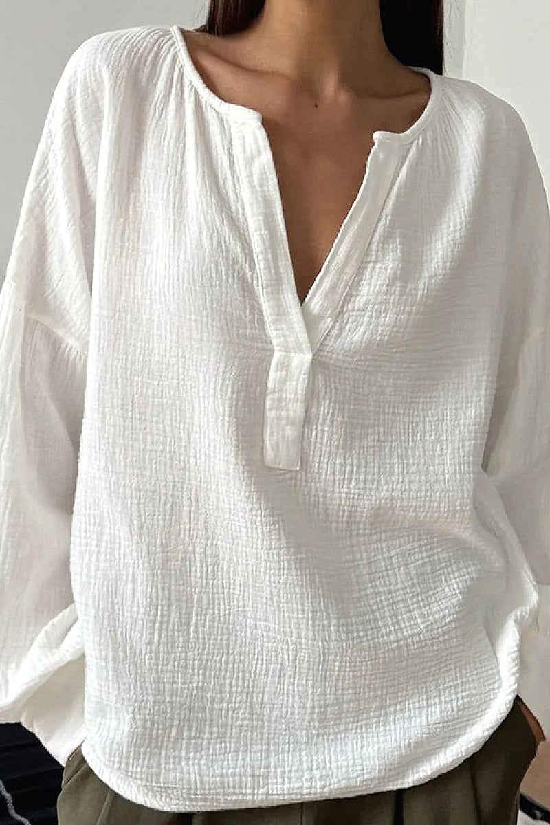 Rian Olive Lantern-Sleeve Shirt