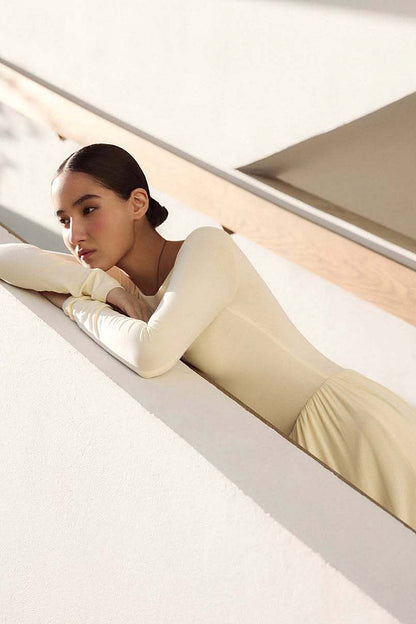 Mina Cream Knit Maxi Dress