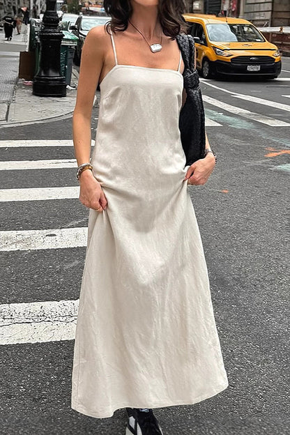 Dain Oat Linen Slip Dress