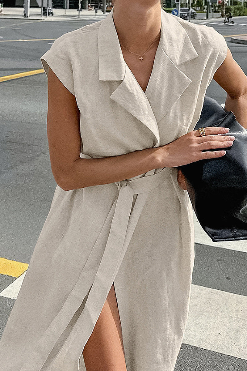 Sehee Ivory Sleeveless Wrap Maxi Dress