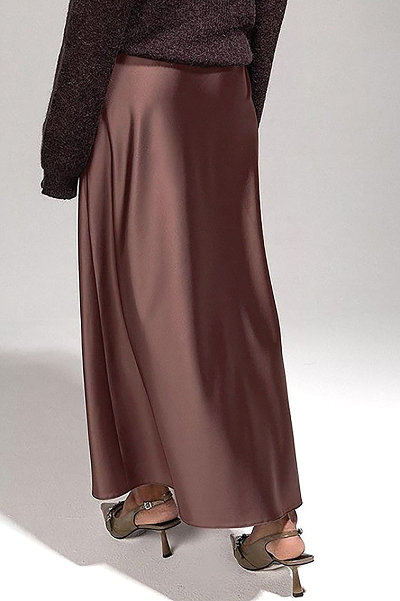 Yeji Mocha Satin Fishtail Skirt