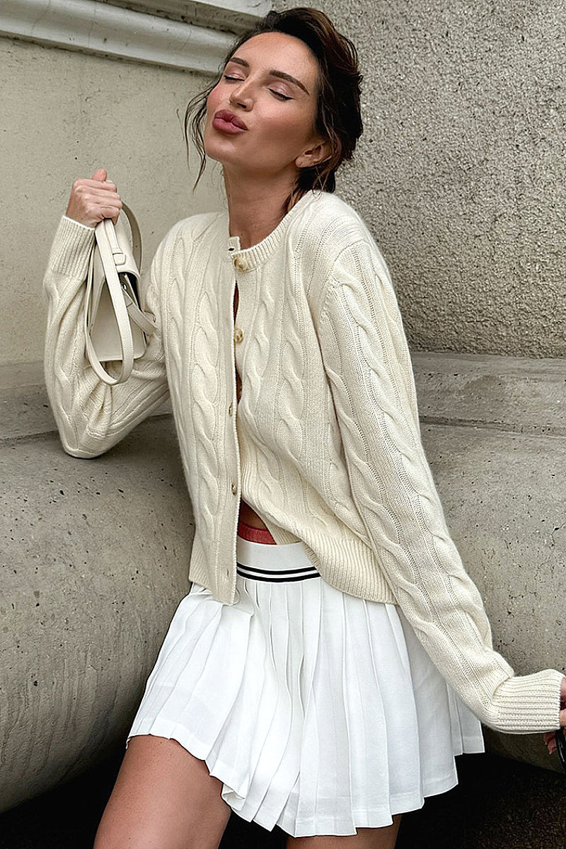 Seol Cream Cable-Knit Cardigan