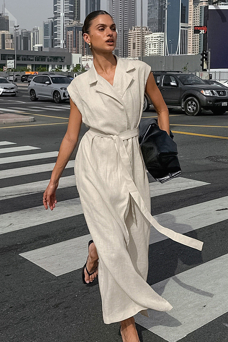 Sehee Ivory Sleeveless Wrap Maxi Dress