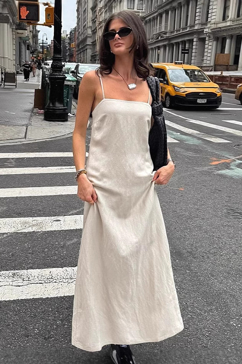 Dain Oat Linen Slip Dress