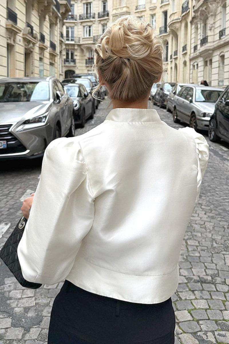 Chae Satin Puff-Sleeve Blouse