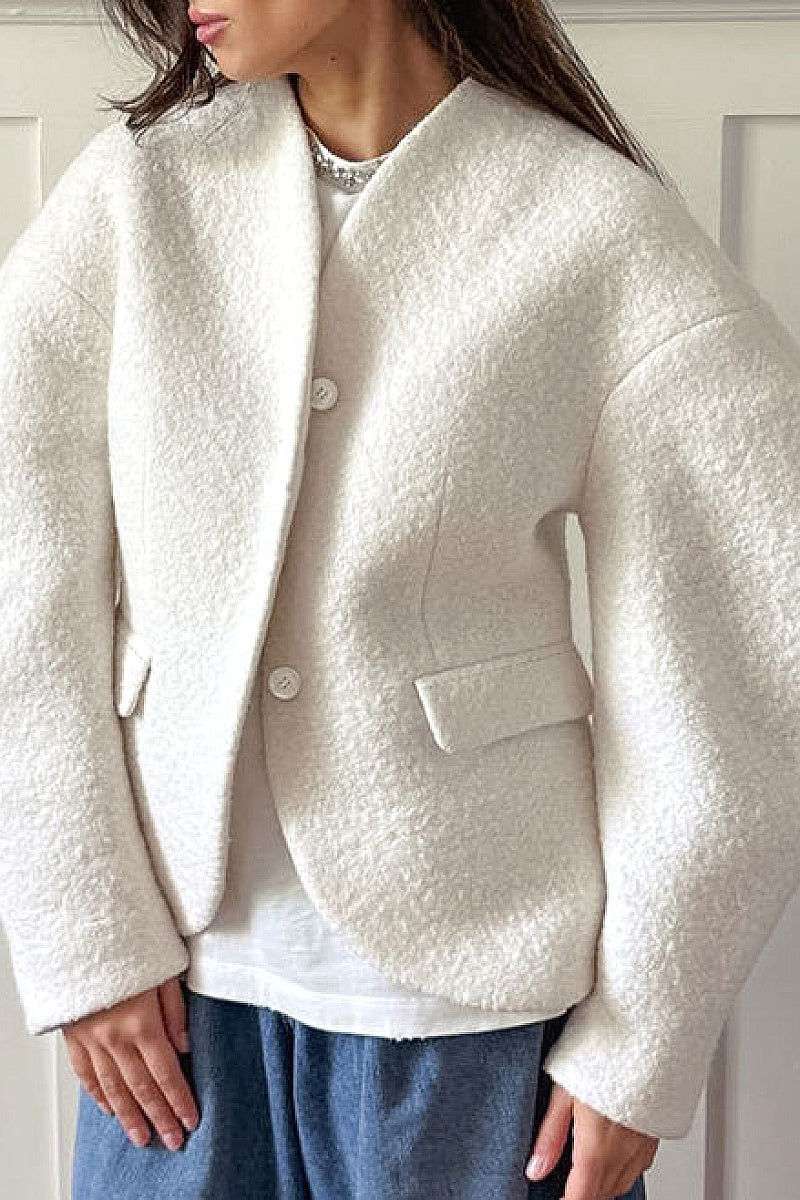 Sohui Cream Textured Woolen Coat
