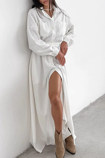 Jia Belted Shirt Maxi Dress