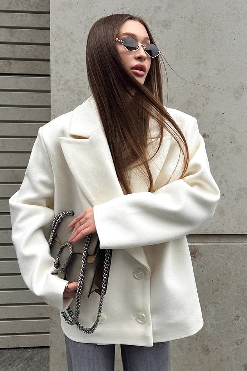 Yura Ivory Oversized Wool Coat