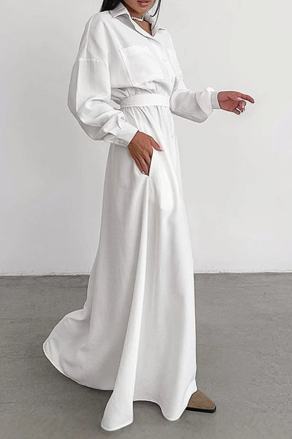 Jia Belted Shirt Maxi Dress