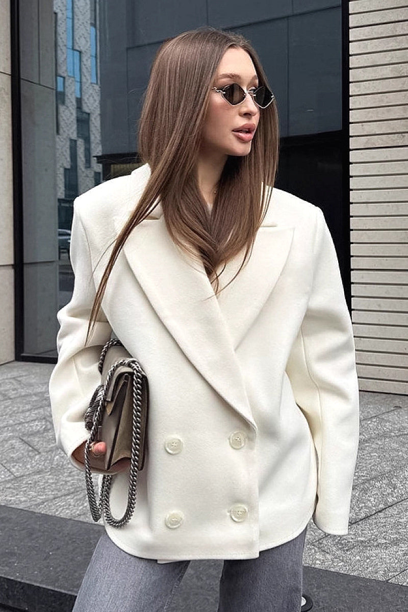 Yura Ivory Oversized Wool Coat