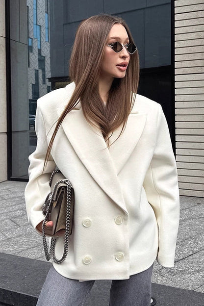 Yura Ivory Oversized Wool Coat