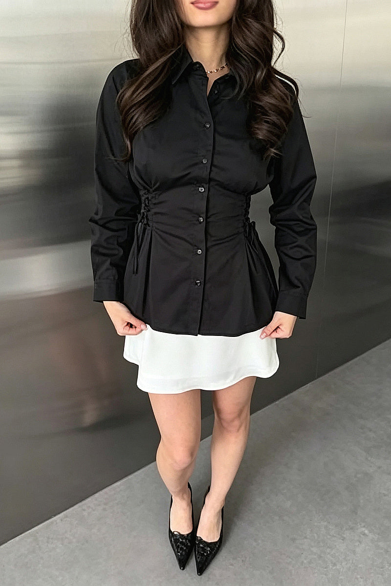 Bitna Black Waist-Defined Shirt