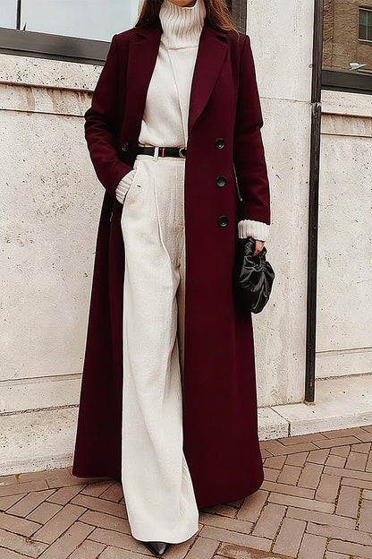 Mira Black Long Wool Coat