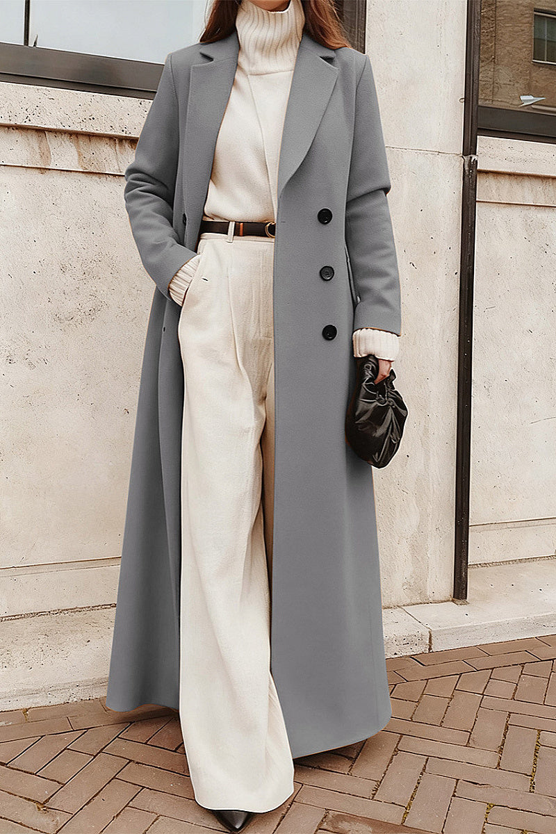 Mira Black Long Wool Coat