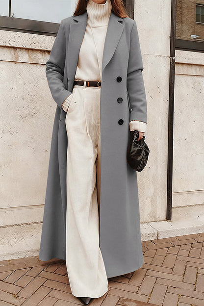 Mira Black Long Wool Coat