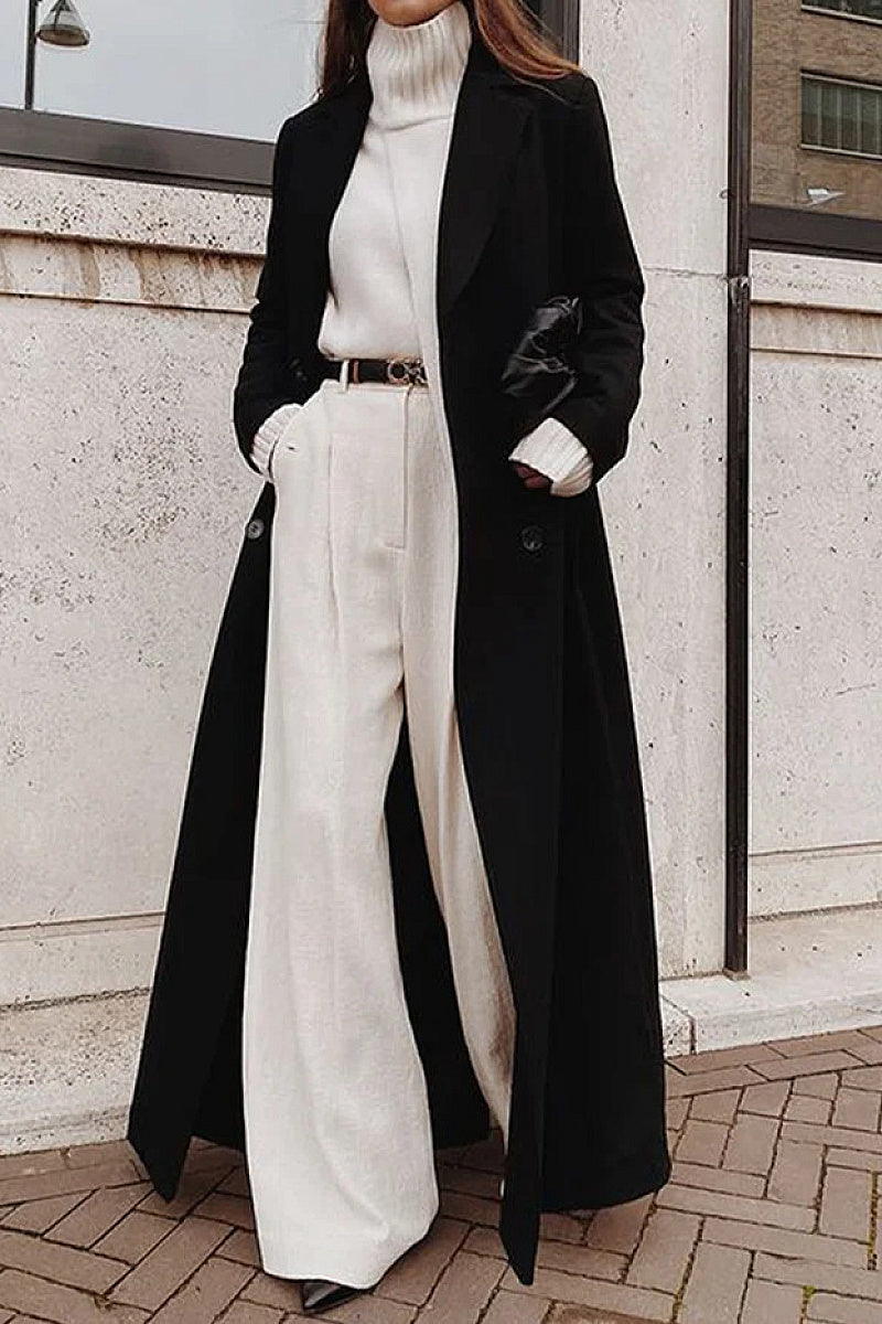 Mira Black Long Wool Coat