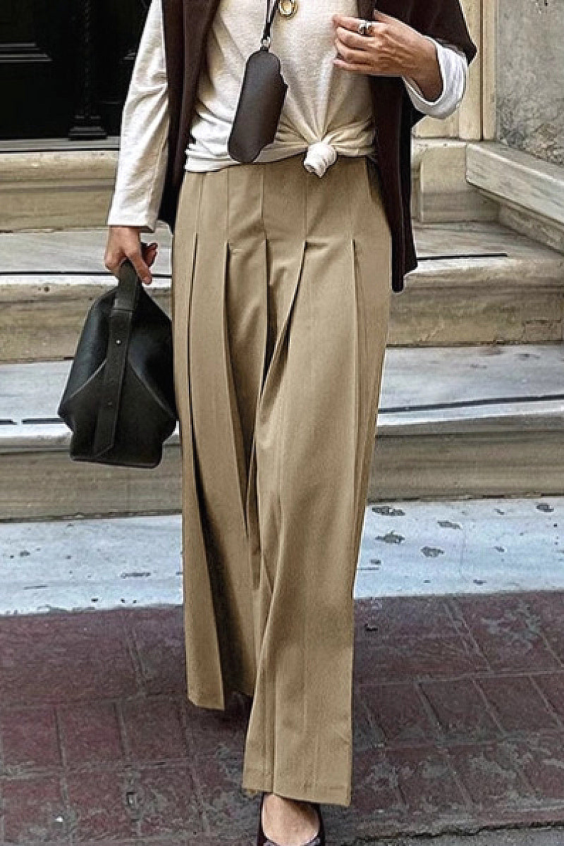 Haru Beige Pleated Midi Skirt