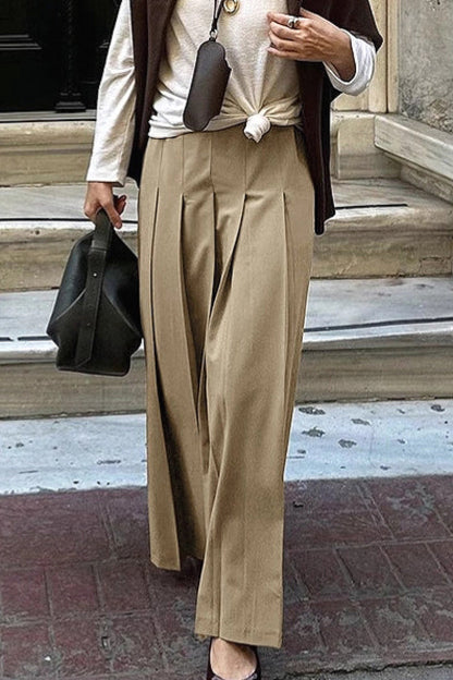 Haru Beige Pleated Midi Skirt
