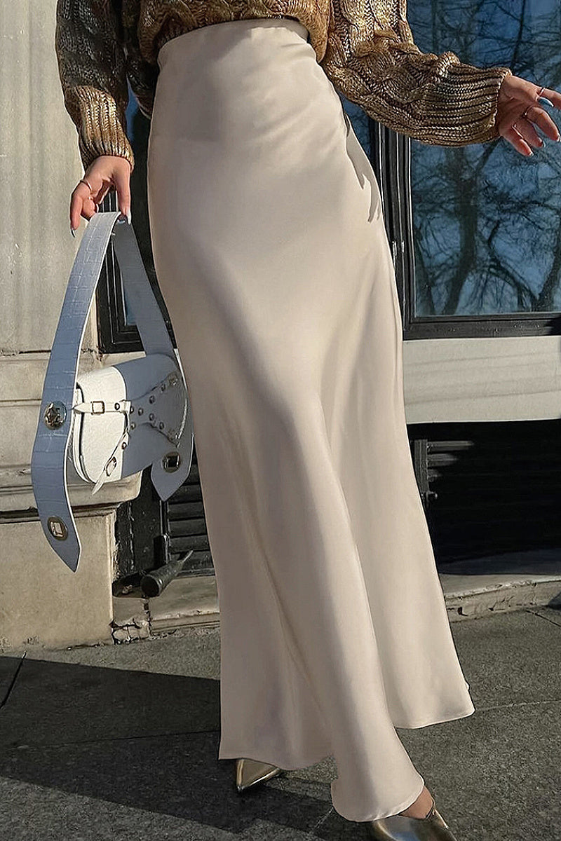 Sian Champagne Satin Maxi Skirt