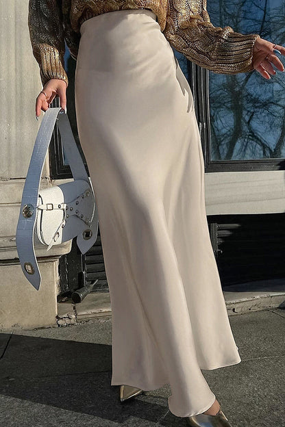Sian Champagne Satin Maxi Skirt