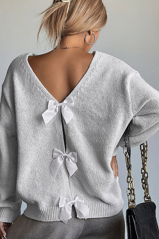 Eunha Gray Bow-Back Sweater