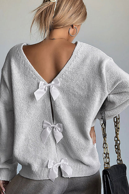 Eunha Gray Bow-Back Sweater