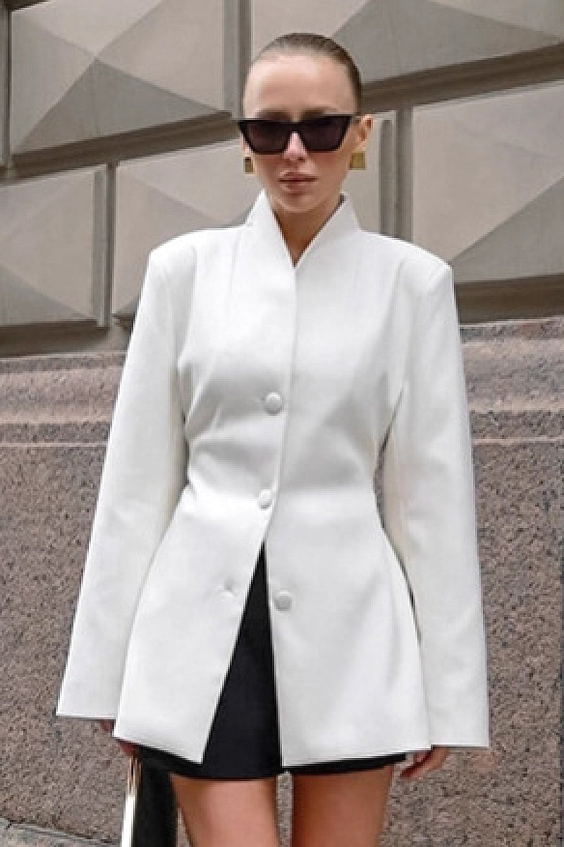 Jeong White Stand-Collar Jacket