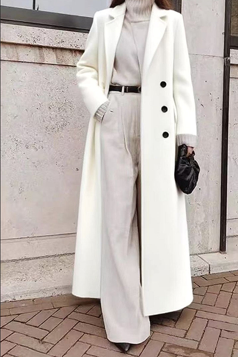 Mira Black Long Wool Coat